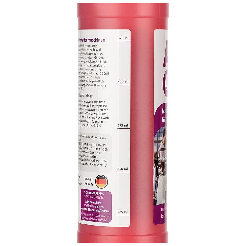 AmbiClean Entkalker für Kaffeevollautomaten, Kaffeemaschine, Wasserkocher, 750ml - Ambideluxe GmbH