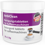 AmbiClean Reiniger-Set, Reinigungstabletten (30x2 g | 60 g), Flüssigentkalker (250 ml) & Milchschaumreiniger (250 ml) - Ambideluxe GmbH